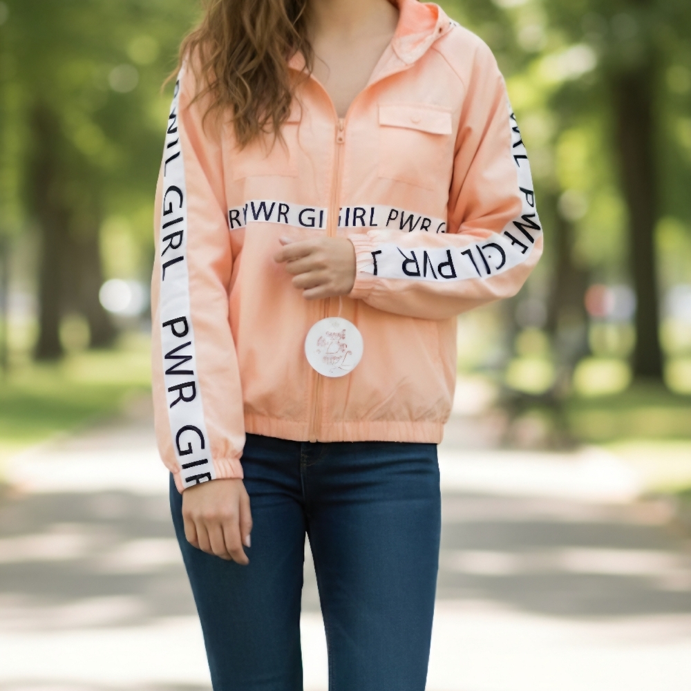 NWT Girls Windbreaker‎ Style Jacket. Peach Color, By JoLIE & joy. Size L/14